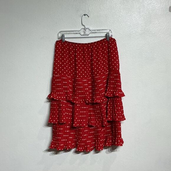 Red Polka Dot Vintage Midi Skirt Sz 16 - Picture 6 of 9
